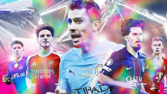 ESPN年度百大球星之后腰/中前卫：维蒂尼亚第1！赖斯第2罗德里第3