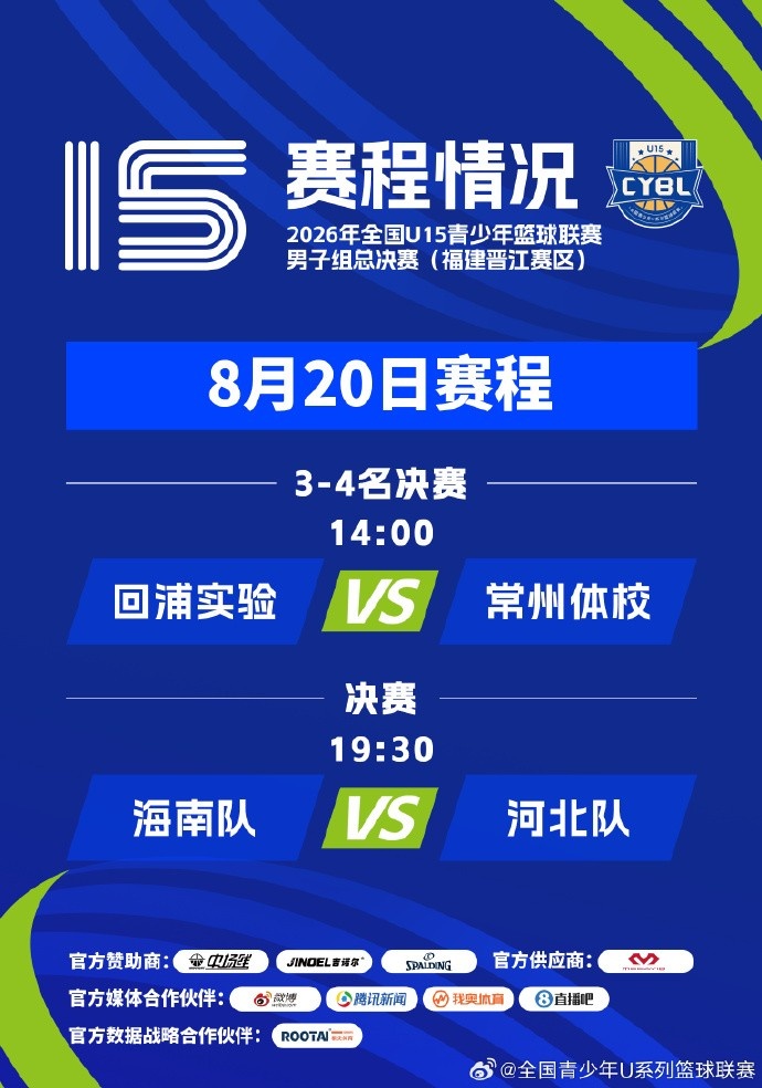 赛程公布｜2026年全国u15青少年篮球联赛 男子组总决赛
